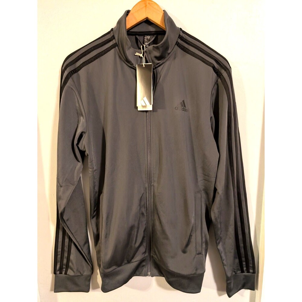 Adidas Men’s 3 Stripe Tricot Track Jacket Size SMALL GRAY Multisport Top NWT